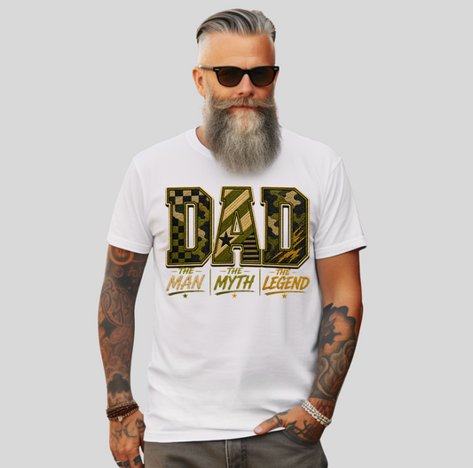 DAD FAUX EMBROIDERY FATHER'S DAY T-SHIRT