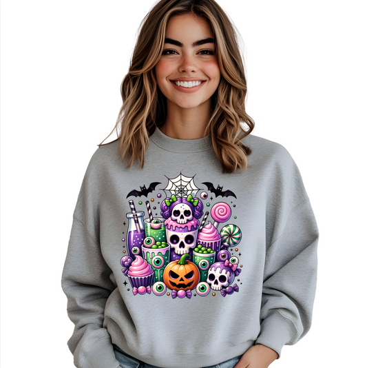 HALLOWEEN SKULL CANDY DOODLE SWEATSHIRT