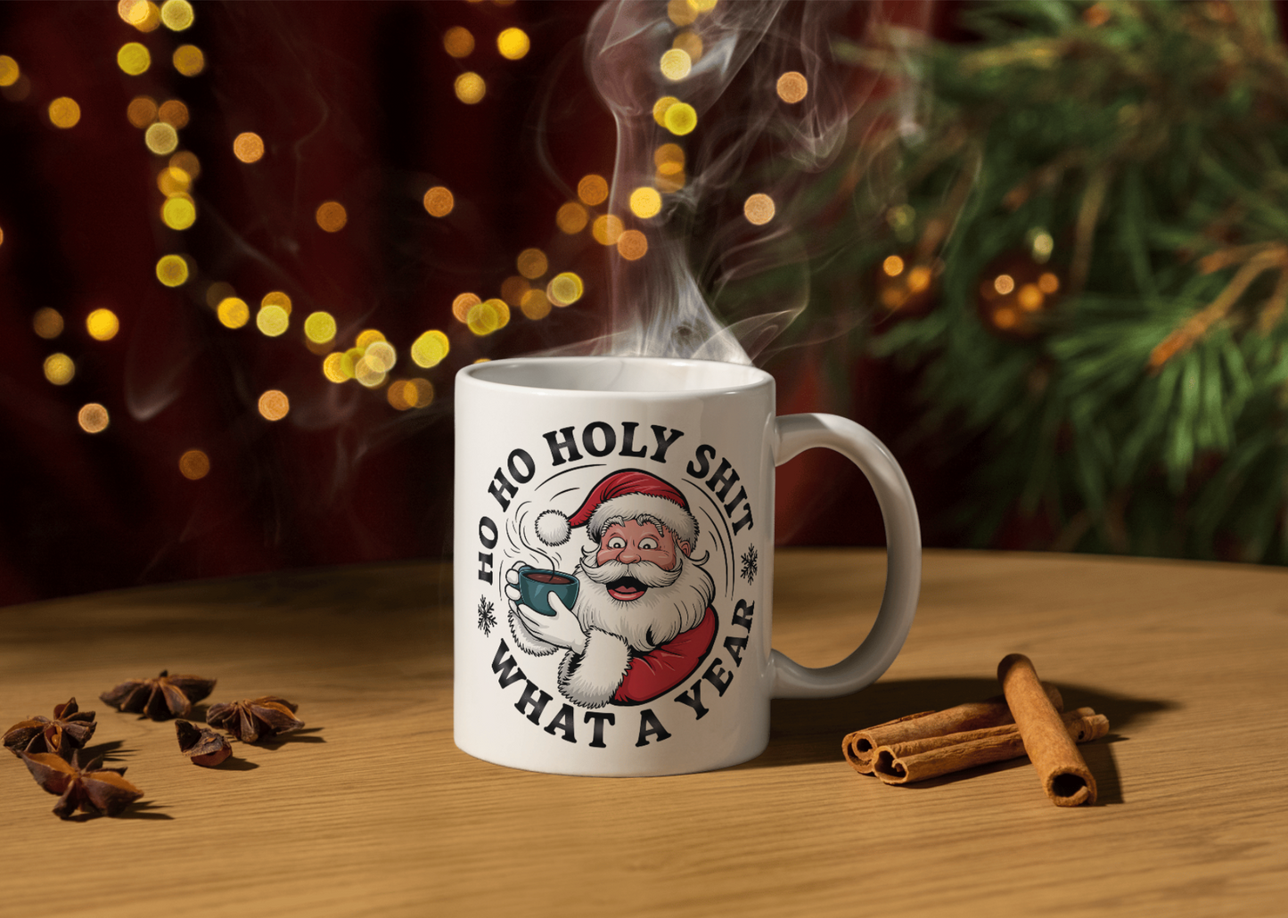 HO HO HOLY SHIT! WHAT A YEAR FUNNY HUMOR CHRISTMAS MUG