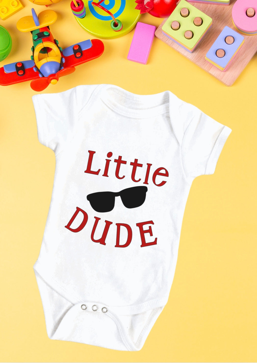 LITTLE DUDE SHADES BABY ONESIE
