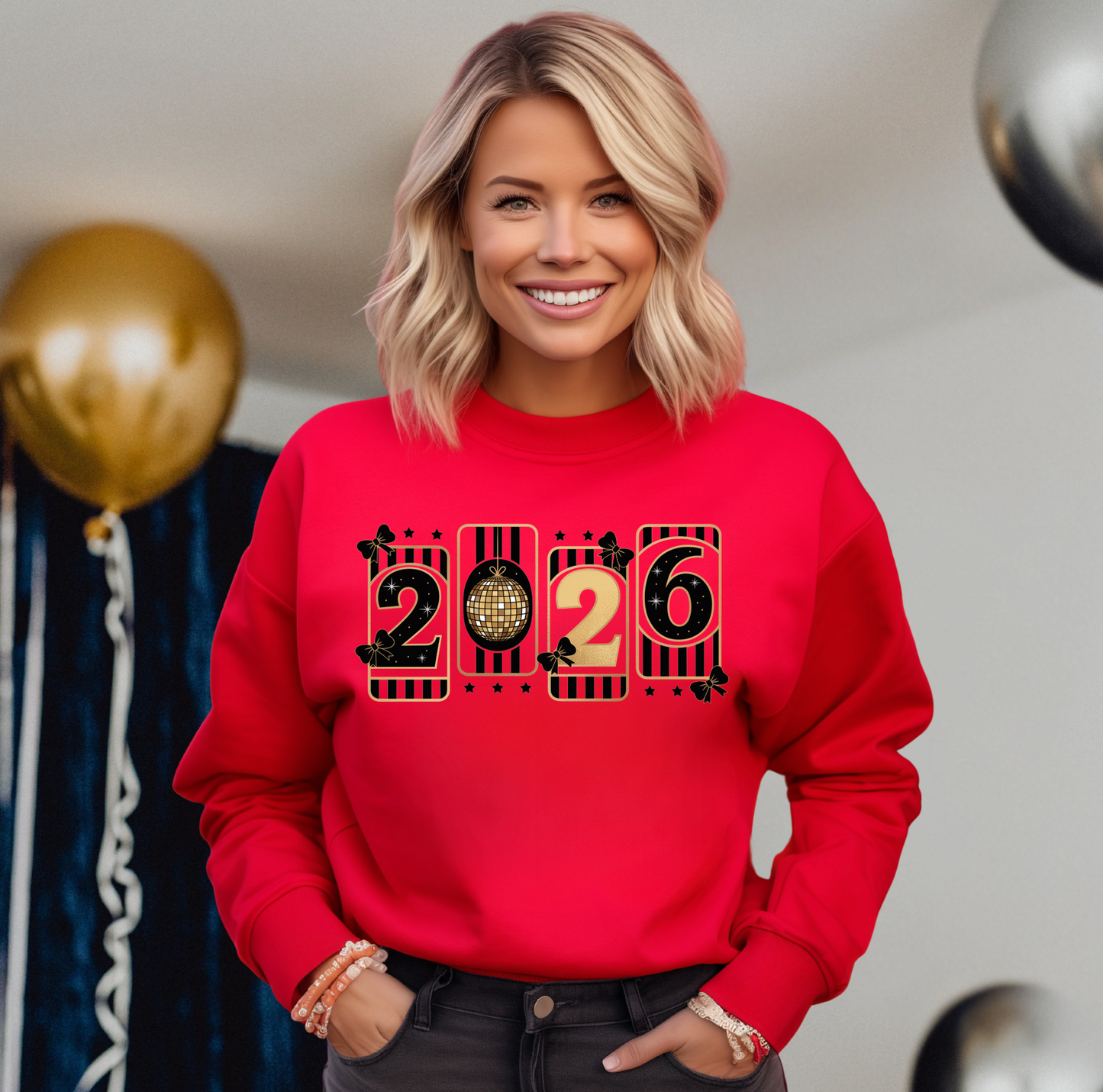 2026 GOLD DISCO BALL NEW YEAR SWEATSHIRT