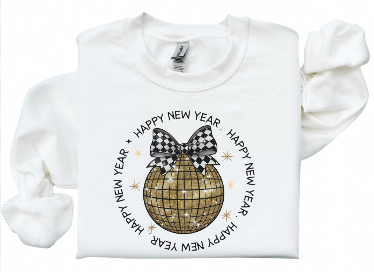 GLITTER COQUETTE HAPPY NEW YEAR SWEATSHIRT