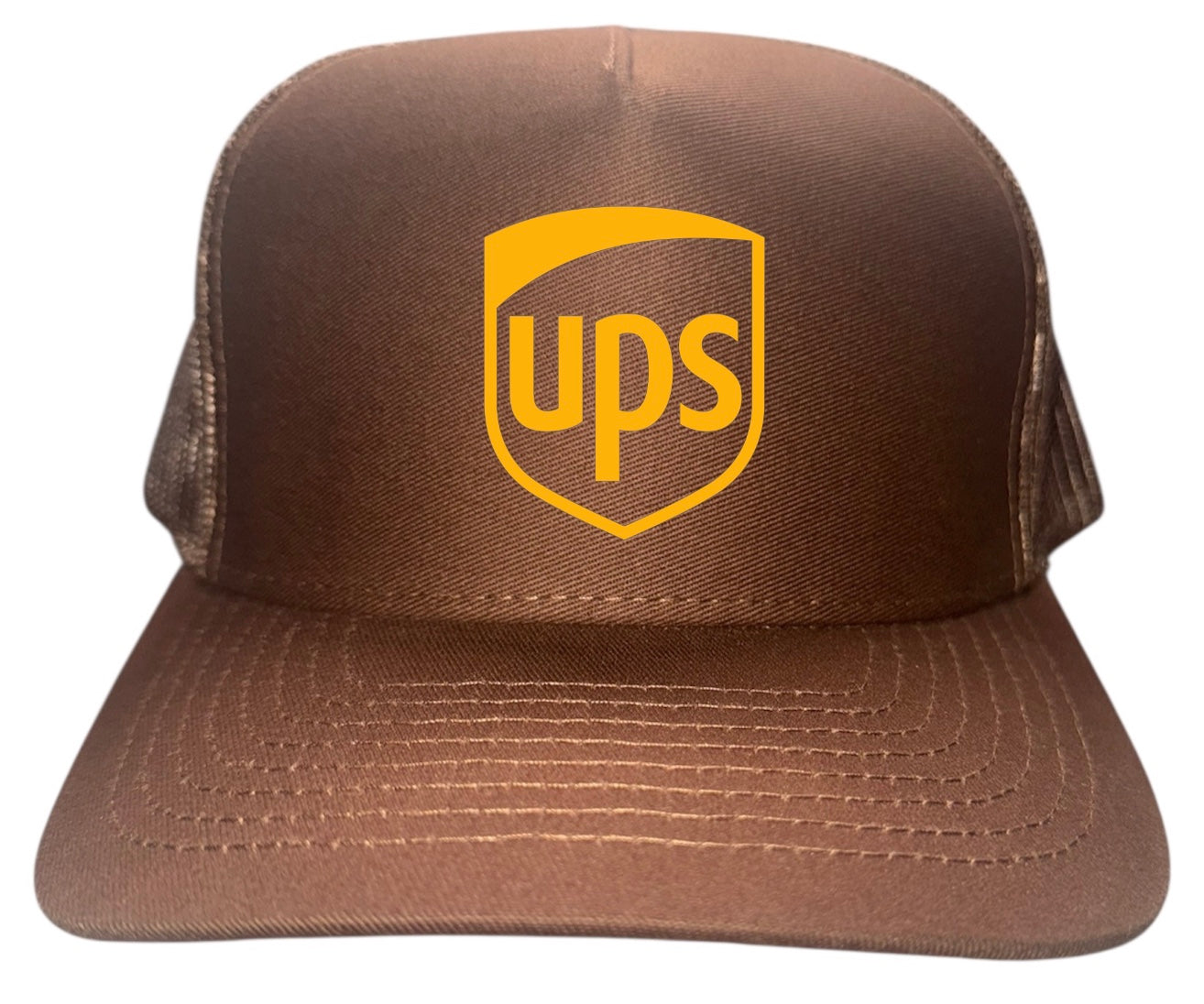 BROWN 5-PANEL TRUCKER HAT
