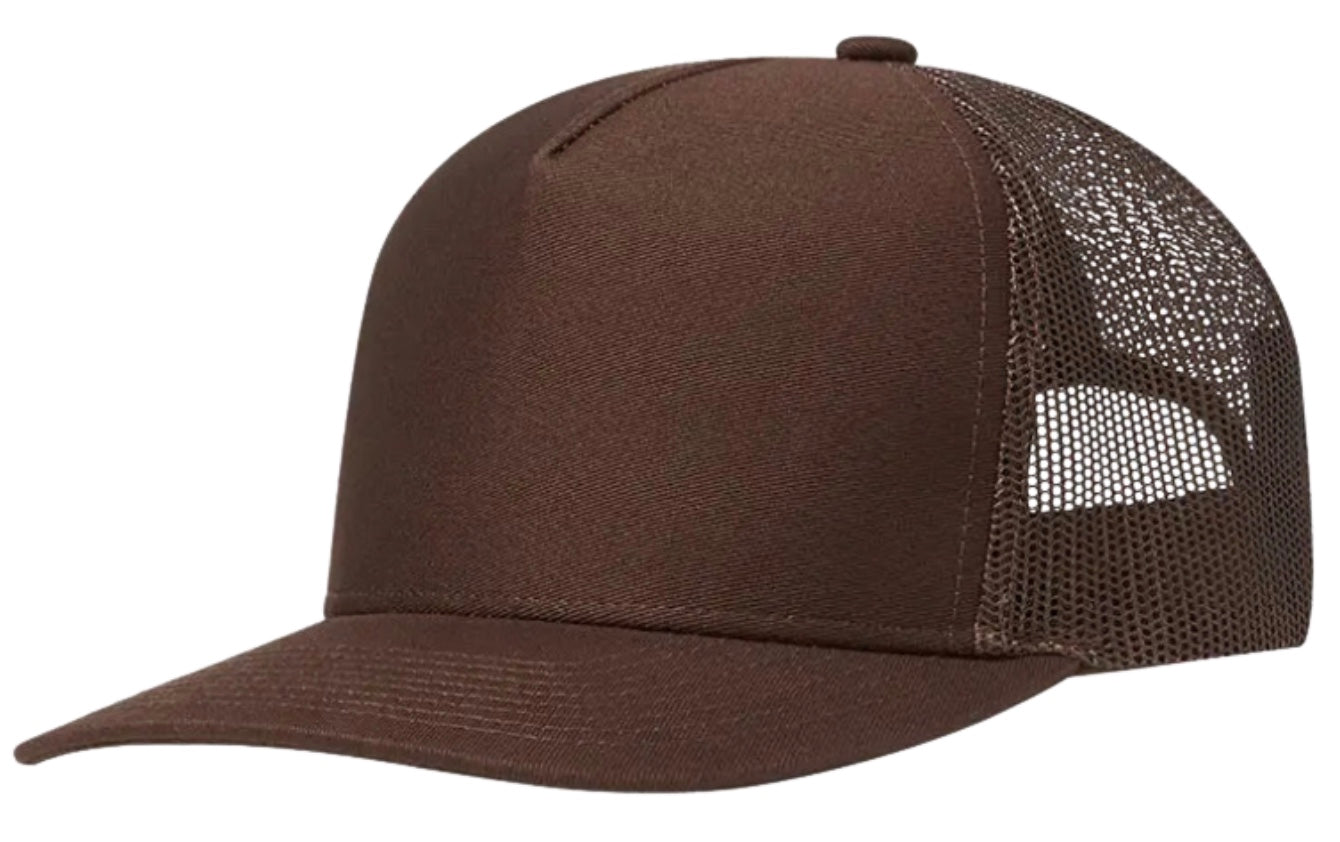 BROWN 5-PANEL TRUCKER HAT