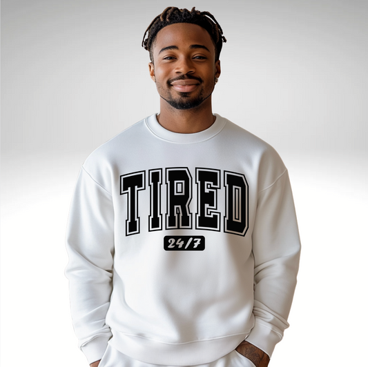 TIRED 24/7 VARSITY SWEATSHIRT