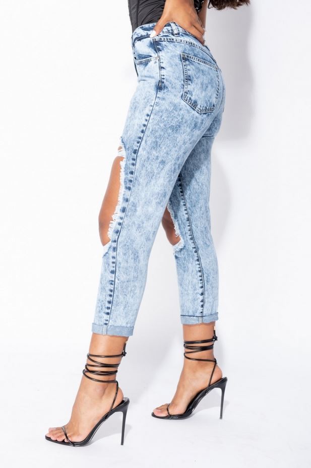 PARISIAN EXTREME DISTRESSED HIGH WAIST BOYFRIEND JEAN