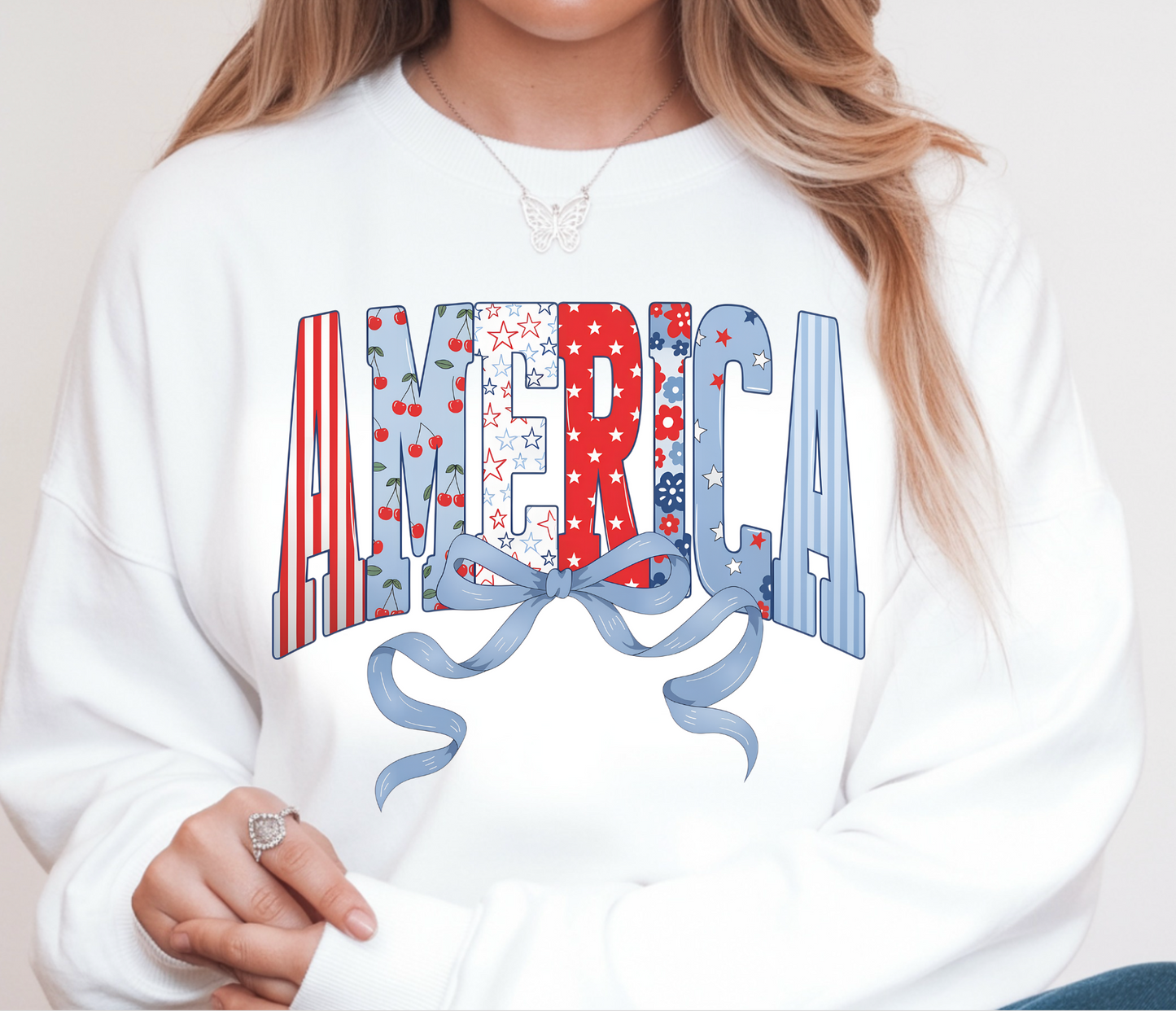 PATRIOTIC AMERICA COQUETTE SWEATSHIRT