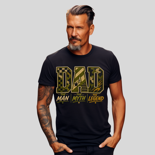 DAD FAUX EMBROIDERY FATHER'S DAY T-SHIRT