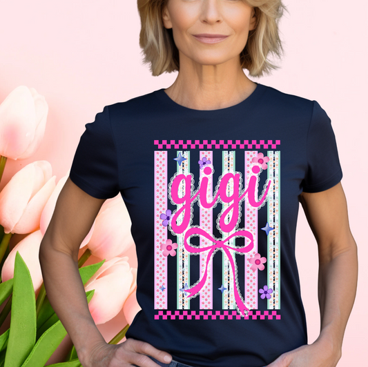 STRIPPED FLORAL GIGI,NANA, MIMI T-SHIRT