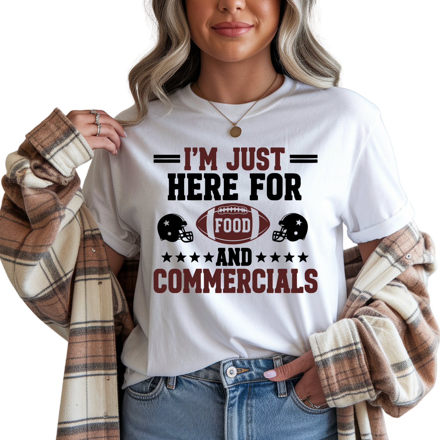I'M JUST HERE FOR FOOD AND COMMERCIALS T-SHIRT