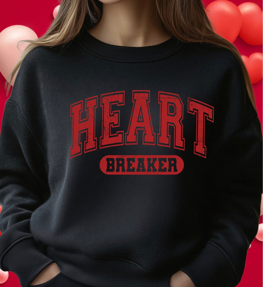 DISTRESSED HEART BREAKER VARSITY SWEATSHIRT