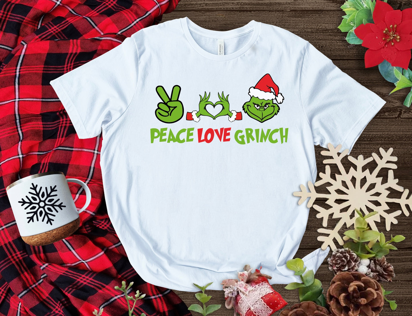 PEACE LOVE GRINCH HOLIDAY T SHIRT