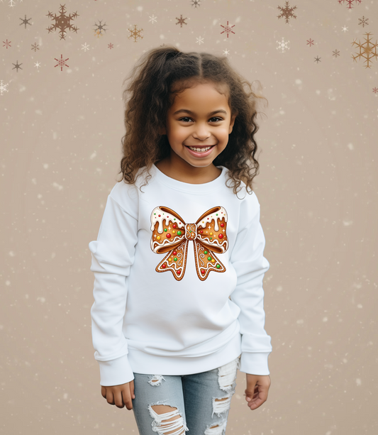 GINGER BREAD COQUETTE CHRISTMAS BOW SWEATSHIRT
