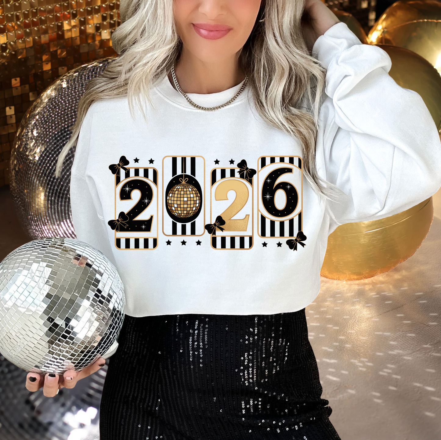 2026 GOLD DISCO BALL NEW YEAR SWEATSHIRT