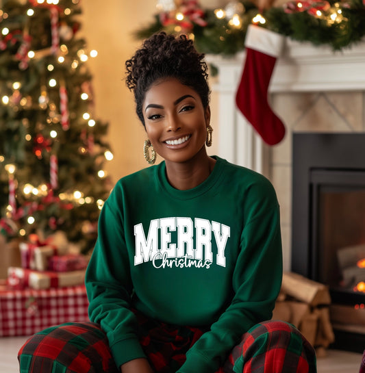 VARSITY MERRY CHRISTMAS SWEATSHIRT