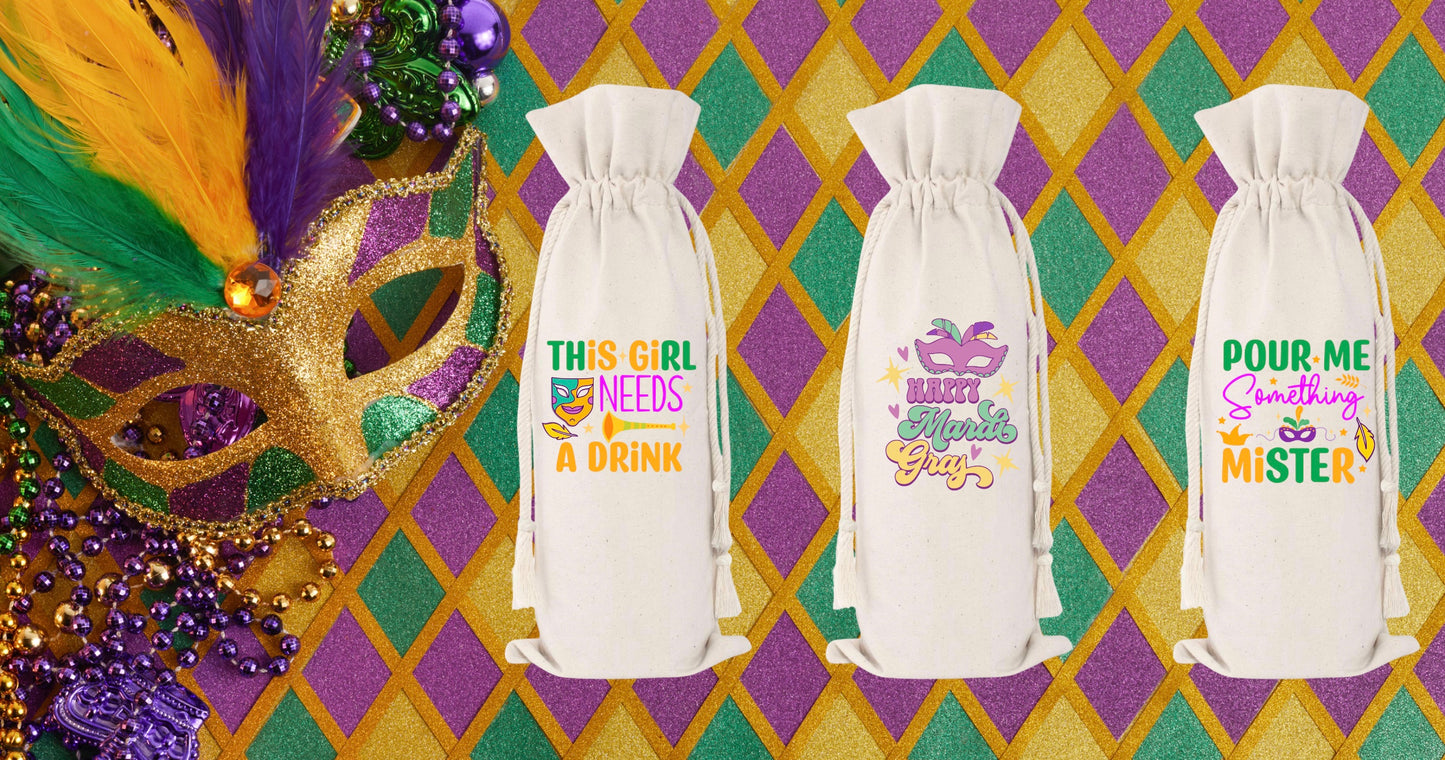 Mardi Gras Wine Bags