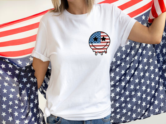 RETRO SMILEY PATRIOTIC FREEDOM T-SHIRT
