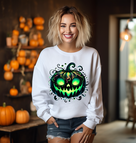 SPOOKY NEON HALLOWEEN PUMPKIN SWEATSHIRT