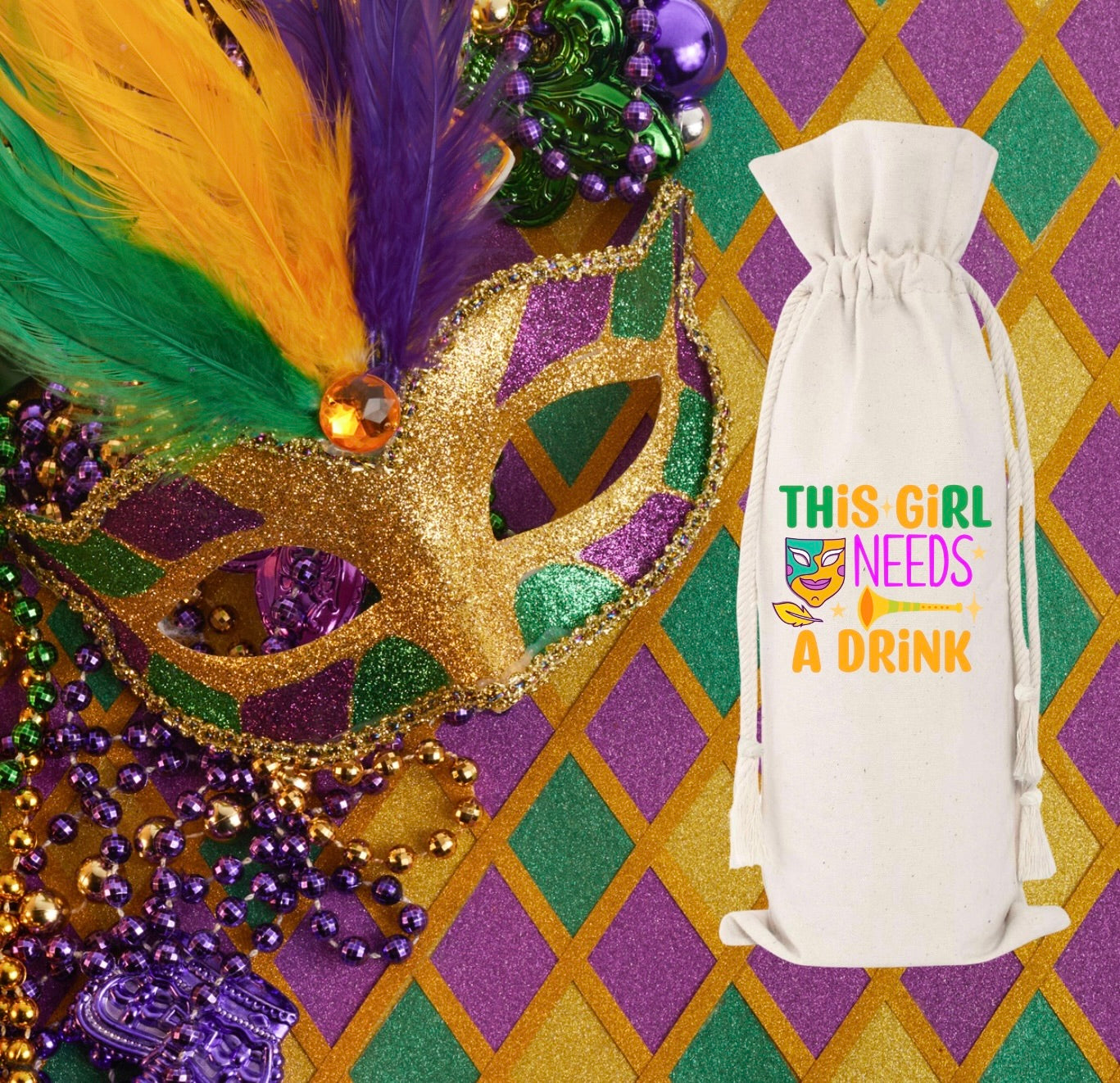 Mardi Gras Wine Bags