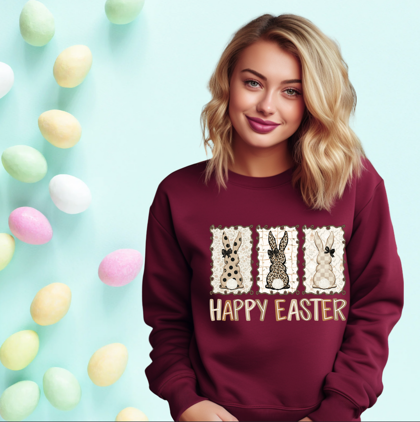 LEOPARD BUNNY HAPPY EASTER SWEATSHIRT