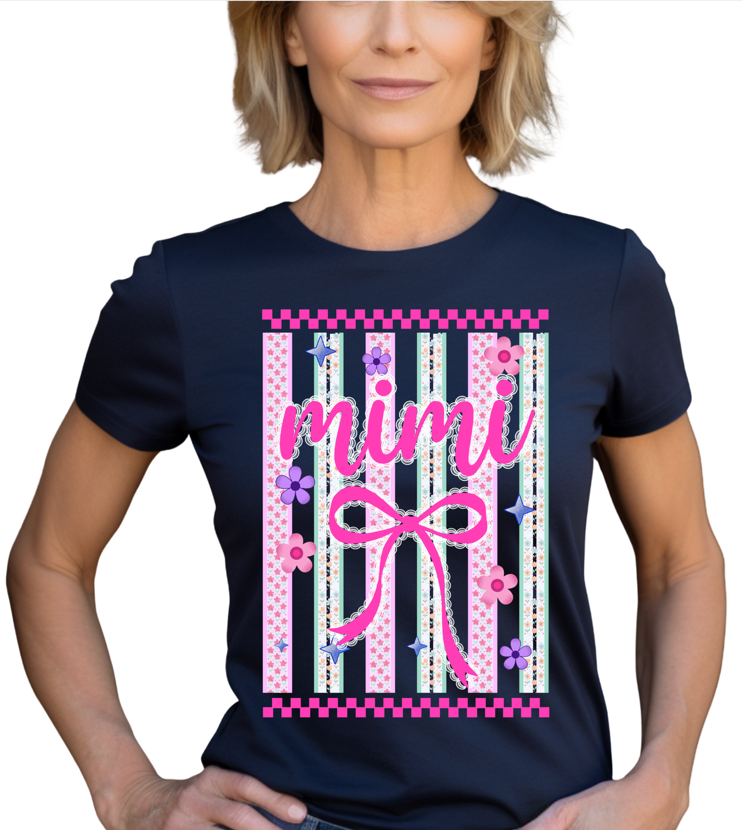 STRIPPED FLORAL GIGI,NANA, MIMI T-SHIRT