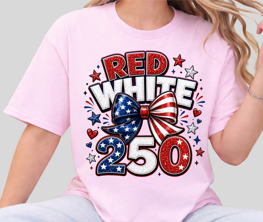 RED WHITE 250 PATRIOTIC BOW T-SHIRT