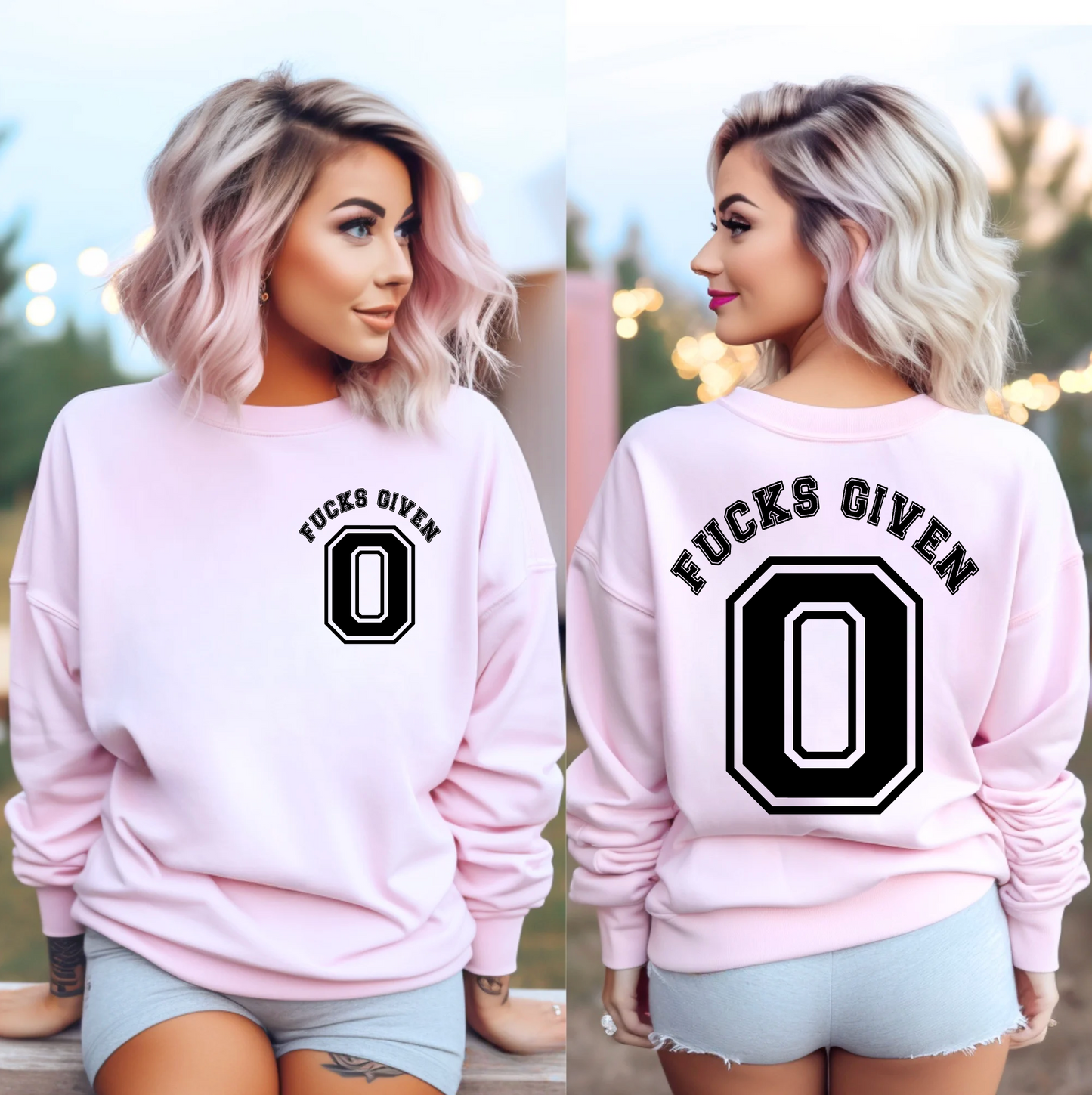 ZERO F*CKS GIVEN VARSITY SWEATSHIRT