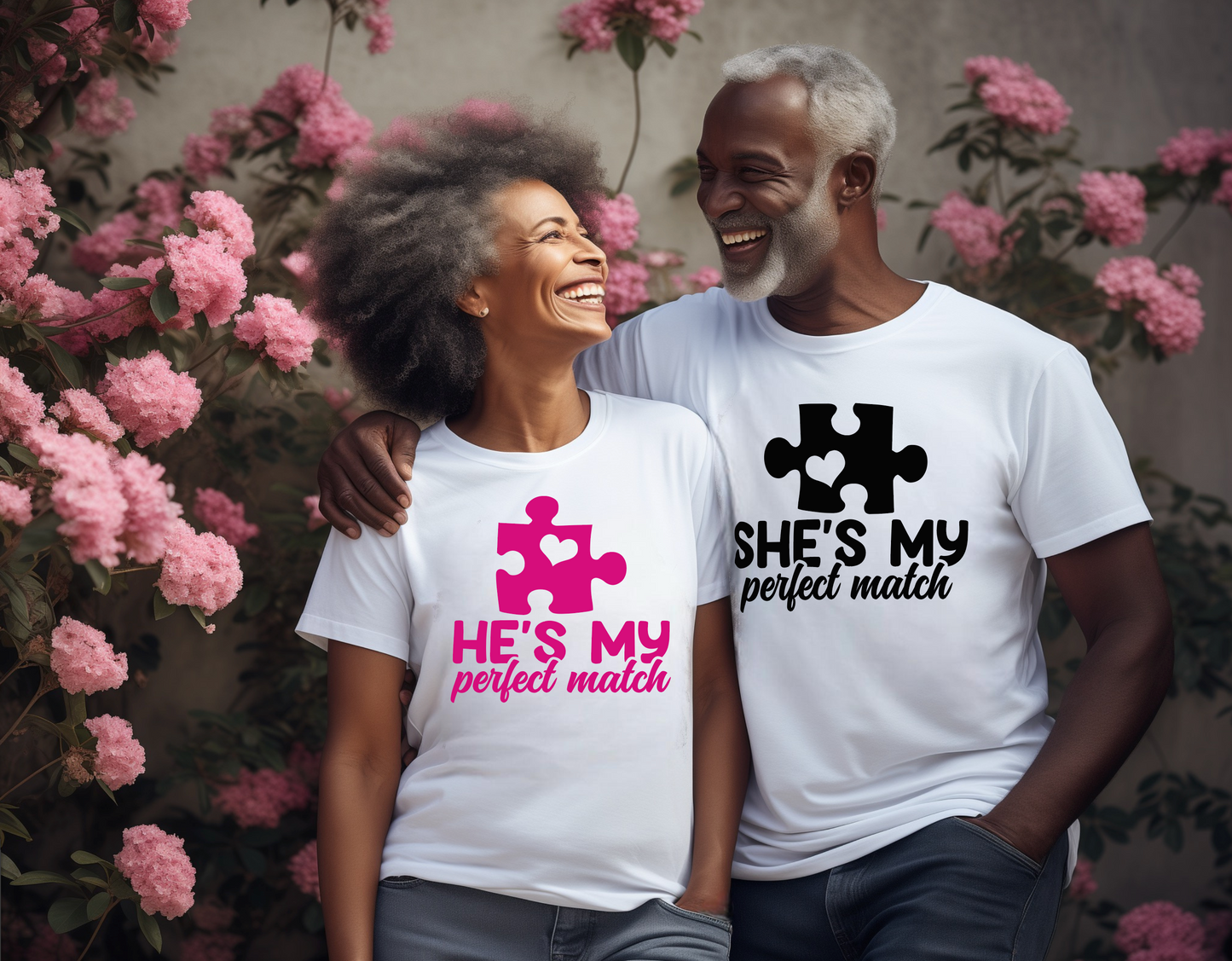 HE'S MY PERFECT MATCH SHE'S MY PERFECT MATCH COUPLES T-SHIRT