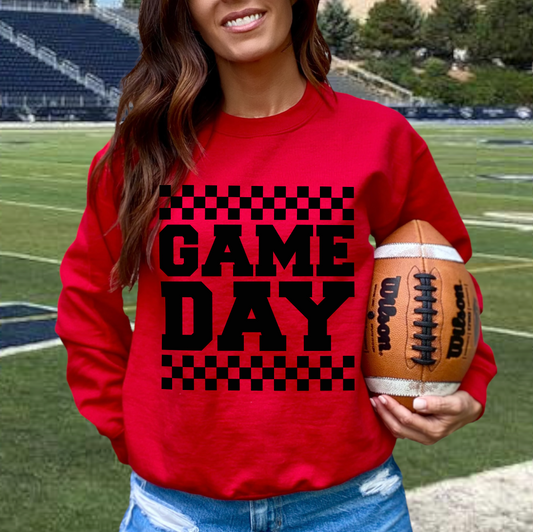 GAME DAY CHECKERED GILDAN SWEATSHIRT