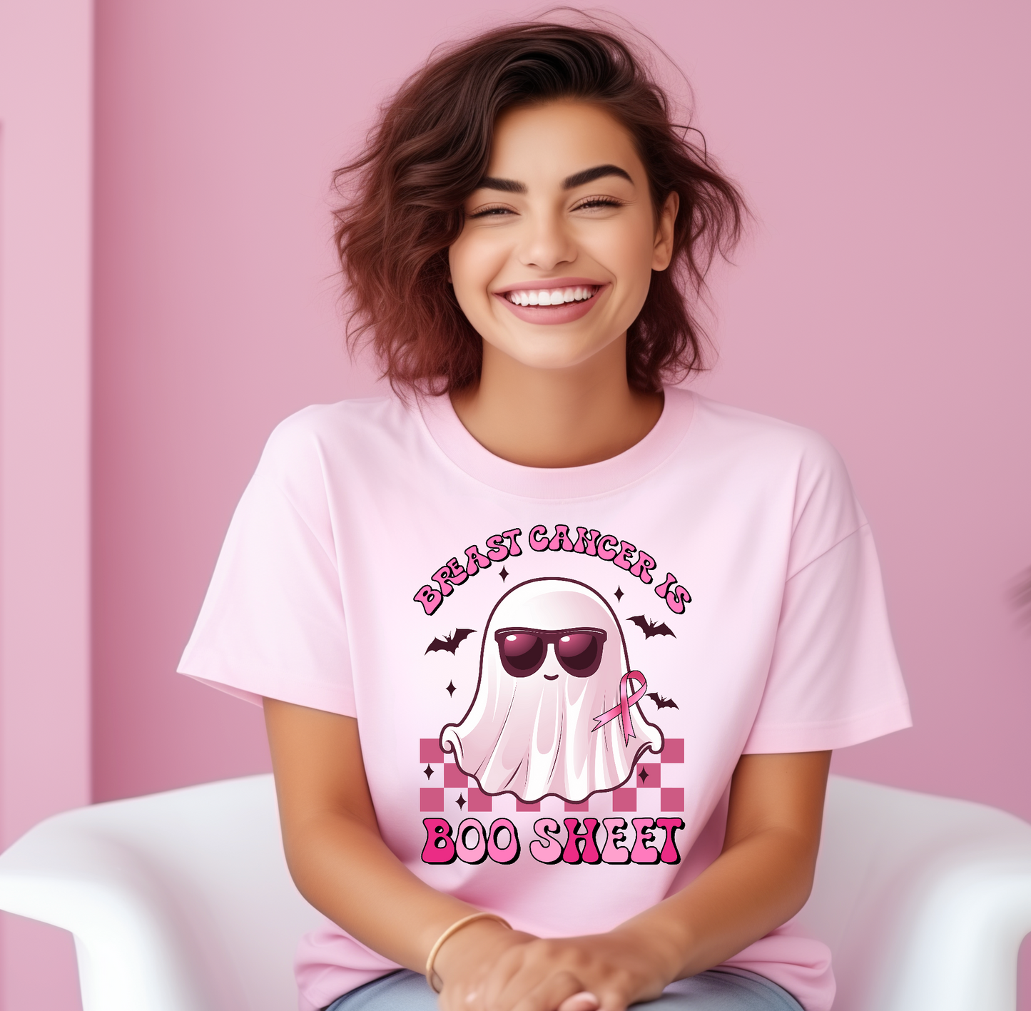 BREAST CANCER IS BOO SHEET T-SHIRT FOR BREAST CANCER AWARENESS