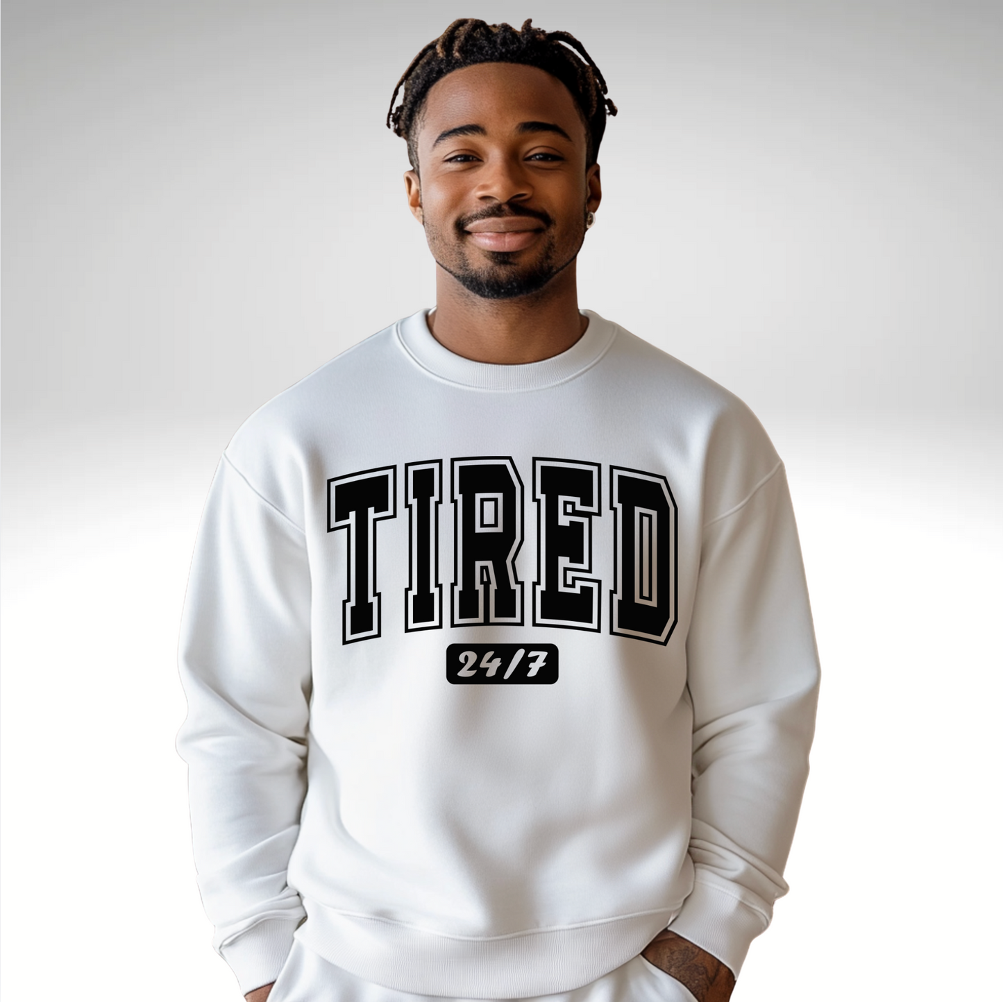 TIRED 24/7 VARSITY SWEATSHIRT