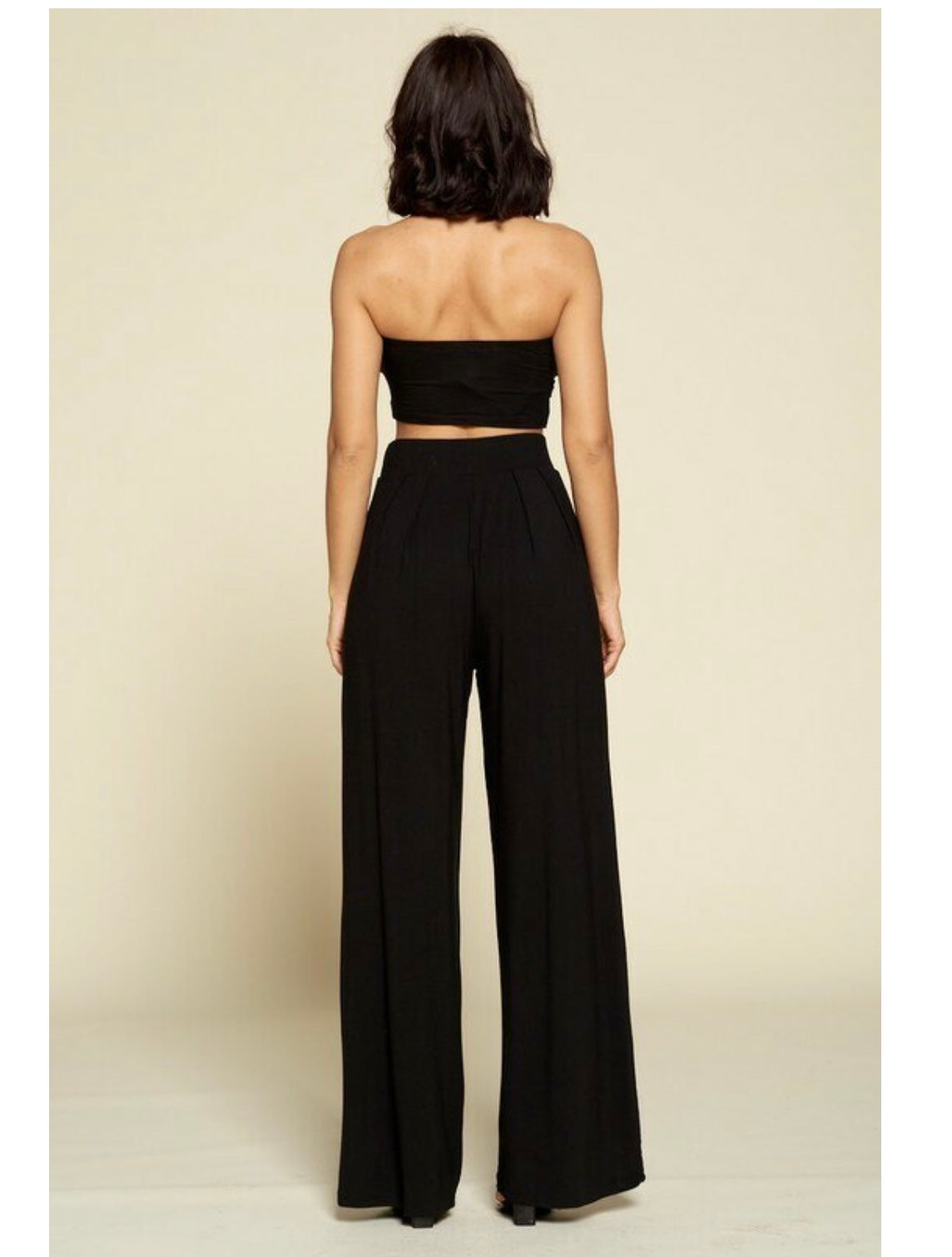 SEXY TIE FRONT TUBE TOP & WIDE LEG PALAZZO BEACH PANT SET