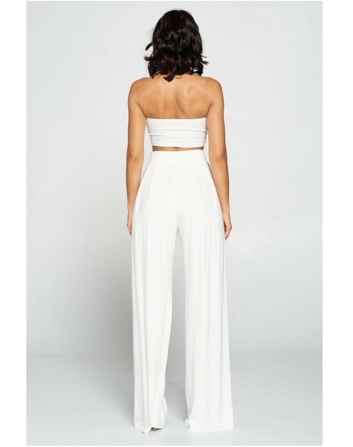 SEXY TIE FRONT TUBE TOP & WIDE LEG PALAZZO BEACH PANT SET